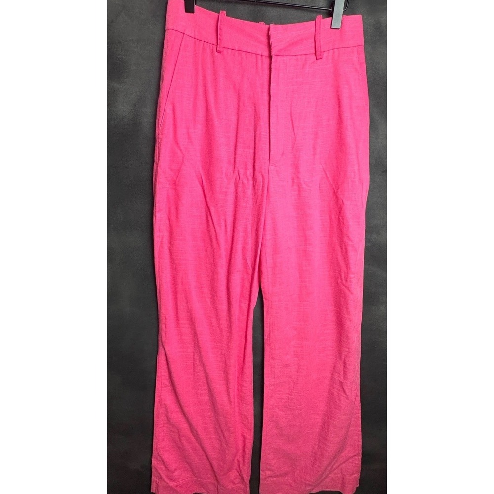House of CB Pink Trousers M High Waisted Straight Leg Pants Barbiecore Hot Pink